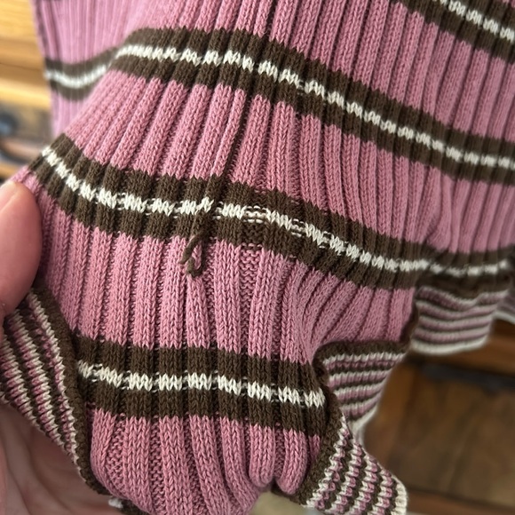 Free People Easy to Love Romper Knit Stripe Purple Fall Cozy Cabin Lounge - Picture 6 of 11